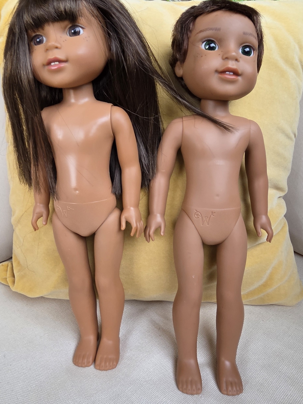 American Girl Brown Skinned Doll Pair with Dark Brown Hair and Brown Eyes (2)